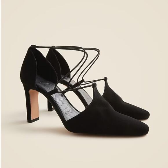 J. Crew Made-in-Spain Jules cross-strap pumps in suede Black - Picture 3 of 3